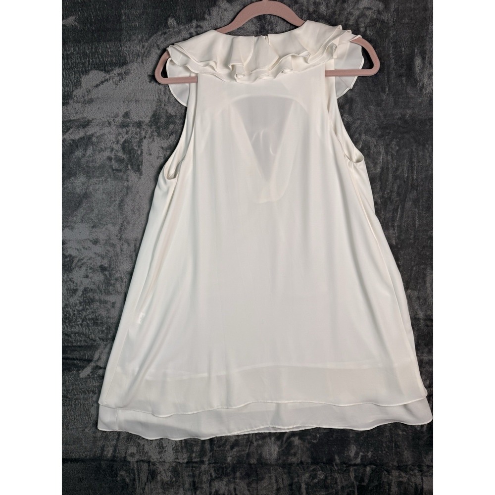 Amanda Uprichard Ivory Dress Medium Quiet Luxury Minimalist Clean Girl Ruffle - Picture 7 of 11